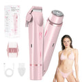 Bikini Trimmer for Women-2 in 1 Dual Head Electric Razors,USB Rechargeable Bikini Electric Shaver,IPX7 Waterproof Dry & Wet Use Body Hair Trimmer and Facial Hair Remover for Underarm Leg Body,Pink