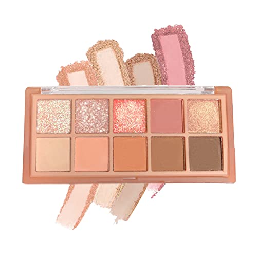 10 Color Eyeshadow Palette - Matte & Shimmer Nude Eye Makeup