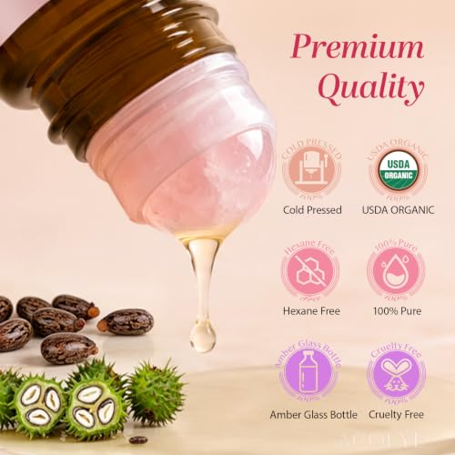 Castor Oil Rose Quartz Roller for Face & Lashes