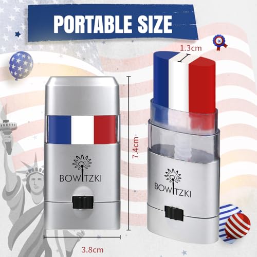 5Pcs Red White Blue Face Paint Sticks - Patriotic Makeup