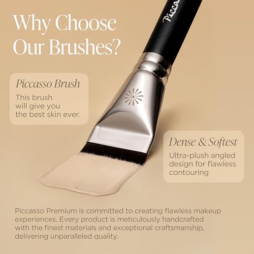 Piccasso 258 Concealer Brush ? Angled Face Makeup Brush for Under Eye Concealer, Nose Contour, and Liquid Blush, Korean Synthetic Makeup Brush for Precise Coverage and Blending