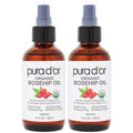 PURA D'OR ORGANIC Rosehip Seed Oil Hair Relaxer (4 Oz x2 = 8 Oz) 100% Pure Cold Pressed USDA Certified All Natural Anti-Aging, Scar Treatment, Gua Sha Massage, Face, Hair & Skin - Women & Men
