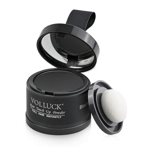 VOLLUCK Black Root Touch Up Powder 0.14oz Instant Gray & Thinning Hair Concealer for Women & Men