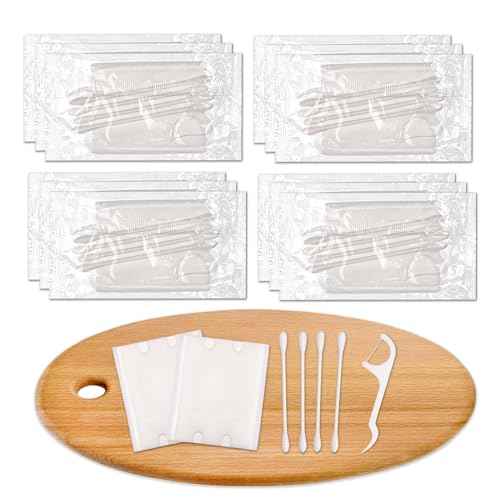 100 Pack Hotel Vanity Kit Individually Wrapped, Bulk Hotel Amenities Kit, Hospitality Set, Amenities Hotel Vanity Set Hygiene Products Include Cotton Pads, Cotton Swabs, Dental Floss Picks