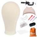 22 Inch White Canvas Wig Head Mannequin for Hair Extension Styling & Display