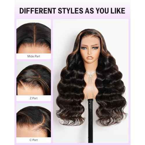 Megalook Ombre Lace Front Wigs Human Hair 13x4 HD Lace Front Wig Pre Plucked with Baby Hair 210 Density Highlight Body Wave Lace Front Wigs Prebleached Knots for Black Women 20 Inch 1B/30