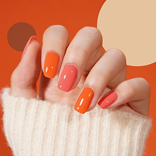 GAOY Coral Orange Gel Nail Polish, Pink Red Neon Gel Polish Kit for Salon Gel Manicure and Nail Art DIY at Home, Halloween Gifts for Women