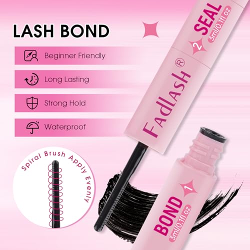 FADLASH 3 in 1 Lash Bond & Seal Remover Set for Cluster Lashes - Gentle, Waterproof, 72H Hold