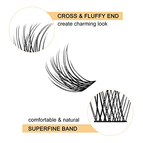 QUEWEL Cluster Lashes 72 Pcs C/D Curl 8-16mm DIY Eyelash Extensions