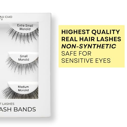 Best Lashes for Monolids Sample Pack - 3 Pairs of Strip False Lashes - Bestselling Natural Eyelashes for Monolid Eyes - Real Hair Lashes Smaller Sizes - Hannah Cho Beauty