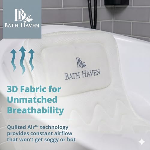 Bath Haven Luxury Bath Pillow with 3D Mesh Head Neck Support
