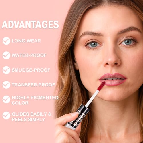 Peel Off Lip Stain & Gloss Duo with Tweezer - Waterproof Matte & Glossy