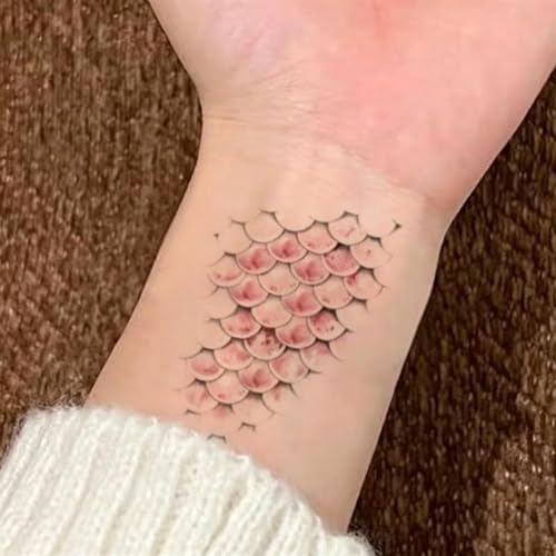 3D Fish Scale Temporary Tattoos - Mermaid Scales Stickers, 8 Pack