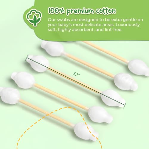EcoFox Baby Cotton Swabs 220 Count - Bamboo & Pure Cotton
