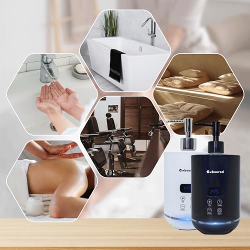 oil warmer for massage, Massage Oil Warmer, lotion Warmer for Spa, Salon and Barber Shops,with 2 Oil Bottle Dispenser,with 1 Grey funnel,Atmosphere lights,Temperature control,Time delay start,White