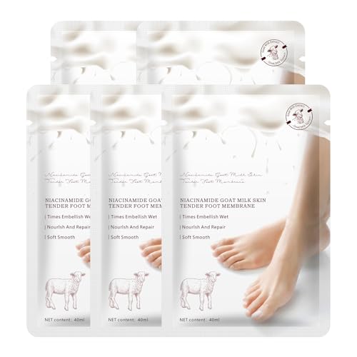 Milk Foot Masks Set - 5 Pack Hydrating Socks for Dry, Cracked Feet
