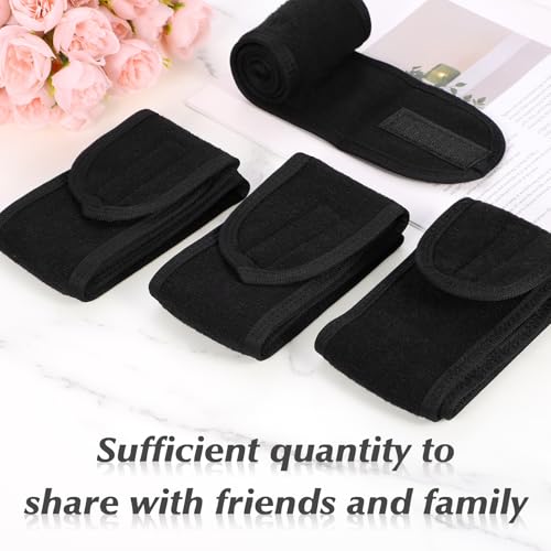 Obeoby 4 Pack Soft Water-Absorbing Spa Facial Headbands for Women, Adjustable Hair Wraps