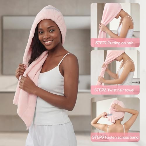 REDKISS Microfiber Hair Towel Wrap, 2 Pack Quick Dry Turban
