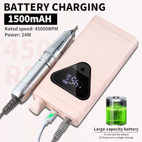 LimeGirl Cordless Nail Drill Kit 45000RPM Electric Nail File for Manicure & Pedicure