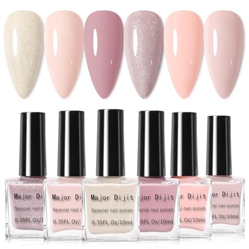DouborQ 6 Colors Pink Nude Nail Polish Set - Long-lasting Manicure