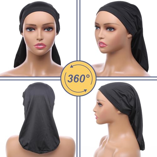 XTREND Black 2 Pcs Jumbo Dreadlock Sleep Cap Unisex Hair Wrap for Men & Women