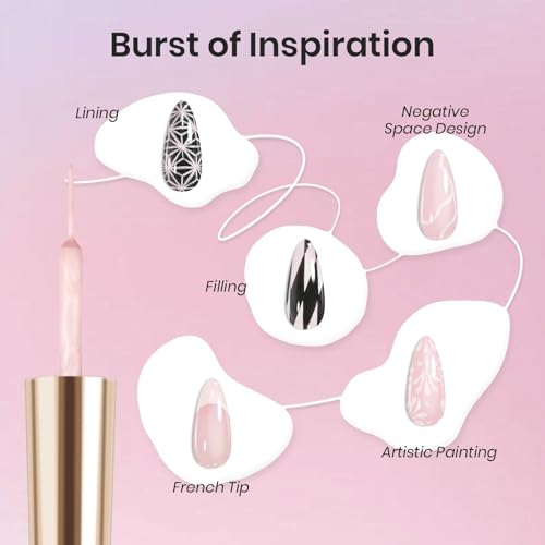 beetles Builder Gel 6 Colors 7 in 1 Strengthener Gel with Pearl Pink Gel Liner Nail Polish
