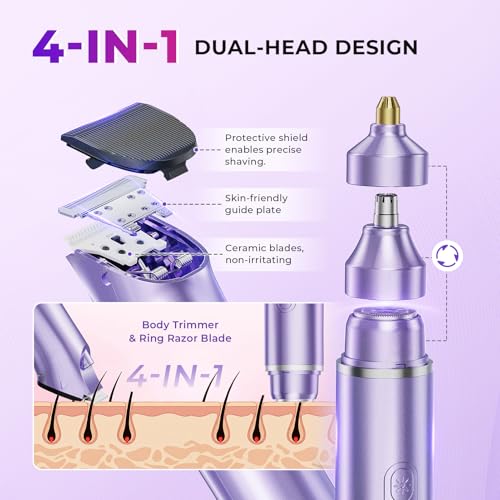 4-in-1 Electric Bikini Trimmer for Women, Wet & Dry Personal Grooming