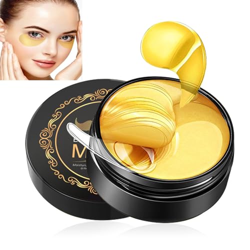 Under Eye Patches, Eye Mask, Eye Patches for Puffy Eyes and Dark Circles Reduce Eye Bags Fine Lines Smooth Wrinkle, Anti-Aging,Hydrating, 24K Gold Eye Skin care Pads with Collagen (60PCS) Black