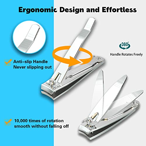 firiKer Nail Clipper Set,Premium Stainless Steel Fingernail and Toenail Clipper Cutters with Nail File, Sharp Effortless Nail Clippers Set for Men & Women(Silver)