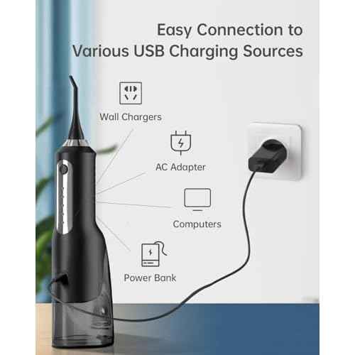 Water Flosser Charger Replacement for COSLUS, Nicwell, Nicefeel, Hangsun, Aquasonic, MOSPRO, Oralfree, Tovendor, Initio, McNaval, Zerhunt and Cremax Oral Irrigator Water Flosser 4.9FT(1.5M) Black