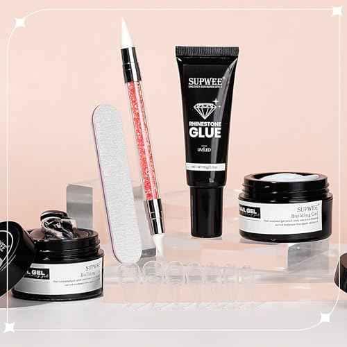 3d Nail Sculpting Gel Set: Clear White Solid Builder Gel for Nails, Nail Rhinestone Glue for 3d Nails Art Sculpture Molding Carving Extension All-in-1 Kit for Home DIY Manucure