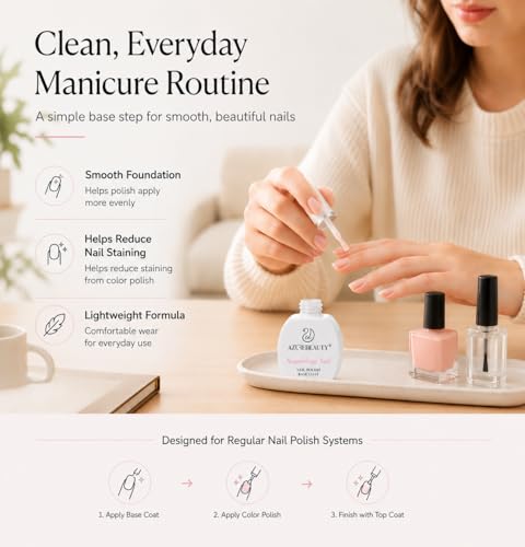 AZUREBEAUTY Clear Base Coat Nail Polish - Quick Dry & Smooth Finish