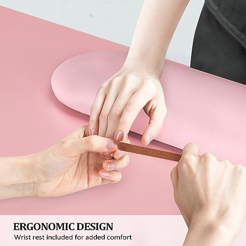OmySalon Manicure Table with Storage Cabinet & Wrist Rest