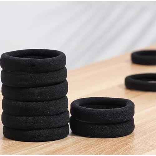 200PCS Black Hair Ties for Women Girls Seamless Thick Hair Band Elastic Hair Ties No Damage Ponytail Holder for Long Lasting Braids Ponytails and Medium Hair Cotton Elastic Bands Soft Hair Accessories