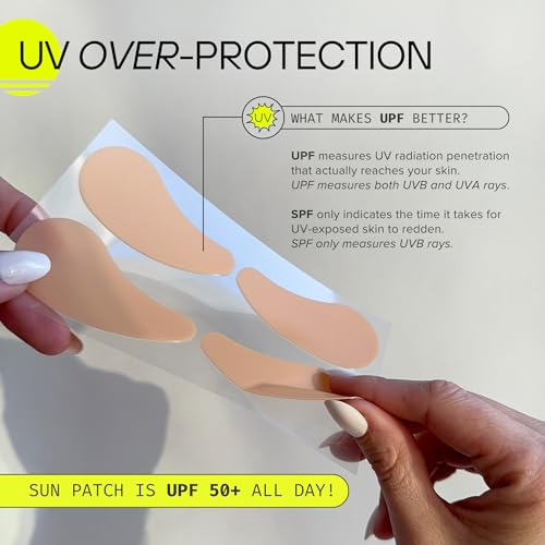 Sun Patch, Reusable Under Eye Sunblock Patches, 100% Silicone Sunscreen Under Eye Patches for UV Protection, Face Stickers with UPF 50, 1 Pack/4 Pairs, Sunkiss (Nude) (Golf, Surf, Swim, Ski & Snow)