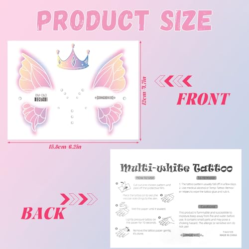 Konsait 20 Sheets Animal Face Tattoos for Kids - Tiger, Spider, Rabbit, Butterfly Designs for Boys and Girls, Fake Face Paint Tattoos Halloween Makeup Stickers Birthday Party Favors
