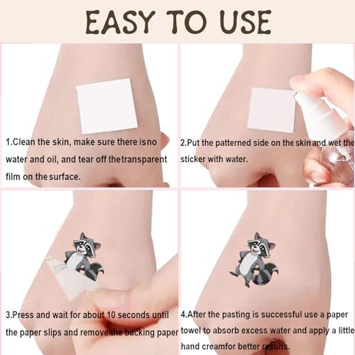Raccoon Temporary Tattoo Stickers, 144 PCS 24 Sheets Party Favors