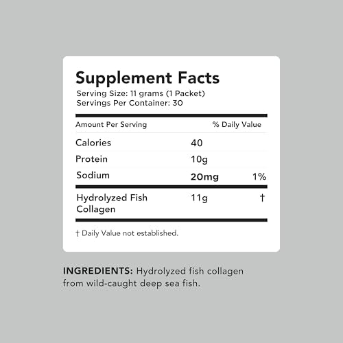 AMANDEAN Marine Collagen Peptides Powder Stick Packs. Wild-Caught Fish. 30 Single Use Individual Packets. Hair, Skin & Nails. Non-GMO, Zero Carbs, Unflavored, High Bioavailability.