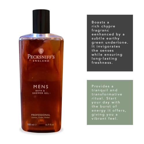 Pecksniff's Men's Luxurious Moisturizing Bath & Shower Gel | Professional Scent, Chypre Scented with Sparkling Citrus, Bergamot, Lemon & Mandarin | Mens Shower Gel | 500ml