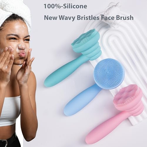 Silicone Facial Cleansing Brush Set - 2 Pack Manual Face Exfoliator