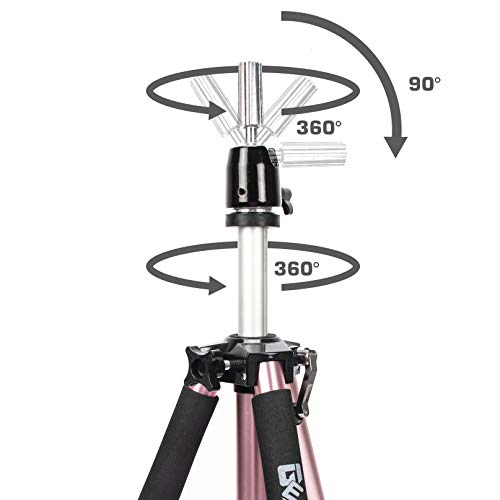 GEX 63" Heavy Duty Mannequin Tripod Stand for Wig Cosmetology Training Practice Doll Manikin Head Tripod Wig Stand With Travel Bag (Rose Gold)