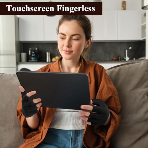 8 Pairs Black Cotton Fingerless Moisturizing Gloves for Dry Hands & Eczema