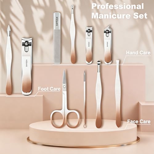 10-Piece High-Carbon Steel Manicure Set with Leather Case