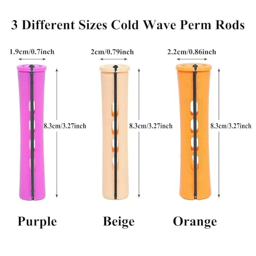60 Pcs Perm Rods Set for Natural Hair - 3 Sizes Cold Wave Rods