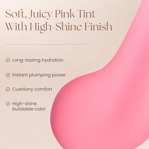 Prakti KhushiKiss Nourishing Lip Oil in Luscious Lychee, Hydrates & Plumps Lips, High-Shine Finish, with Hyaluronic Acid & Peptides, 0.17 oz