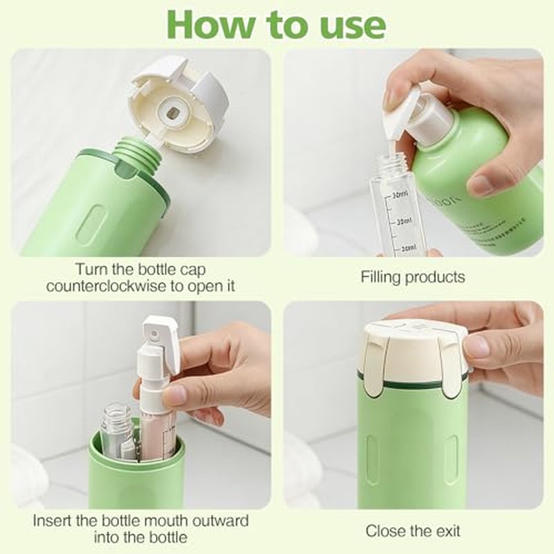 4-Pack 30ML Travel Bottles, Leak-Proof Pump Dispenser