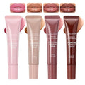 4Pcs Tinted Lip Serum Gloss Set,Jelly Hydrating Shine Pink Nude Red Glossy Lip Balm,Long-lasting Nourishing Vegan Lip Plumper Gloss for Instant Moisture Liquid Lipstick for Women