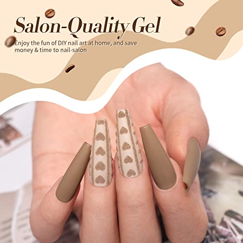 Born Pretty Nude Brown Gel Nail Polish Set - 6 Pcs Fall Winter Neutral Kit