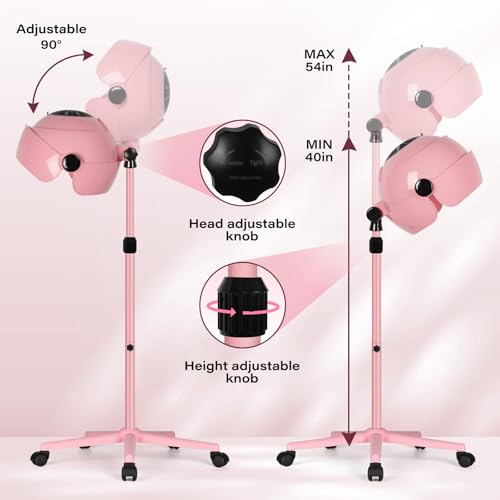 Professional Hooded Hair Dryer with Stand, 3 Temperature Settings