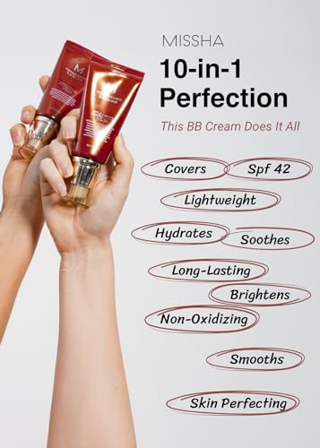 MISSHA M Perfect BB Cream No.23 Natural Beige for Light with Neutral Skin Tone SPF 42 PA +++ 1.69 Fl Oz - Tinted Moisturizer for face with SPF